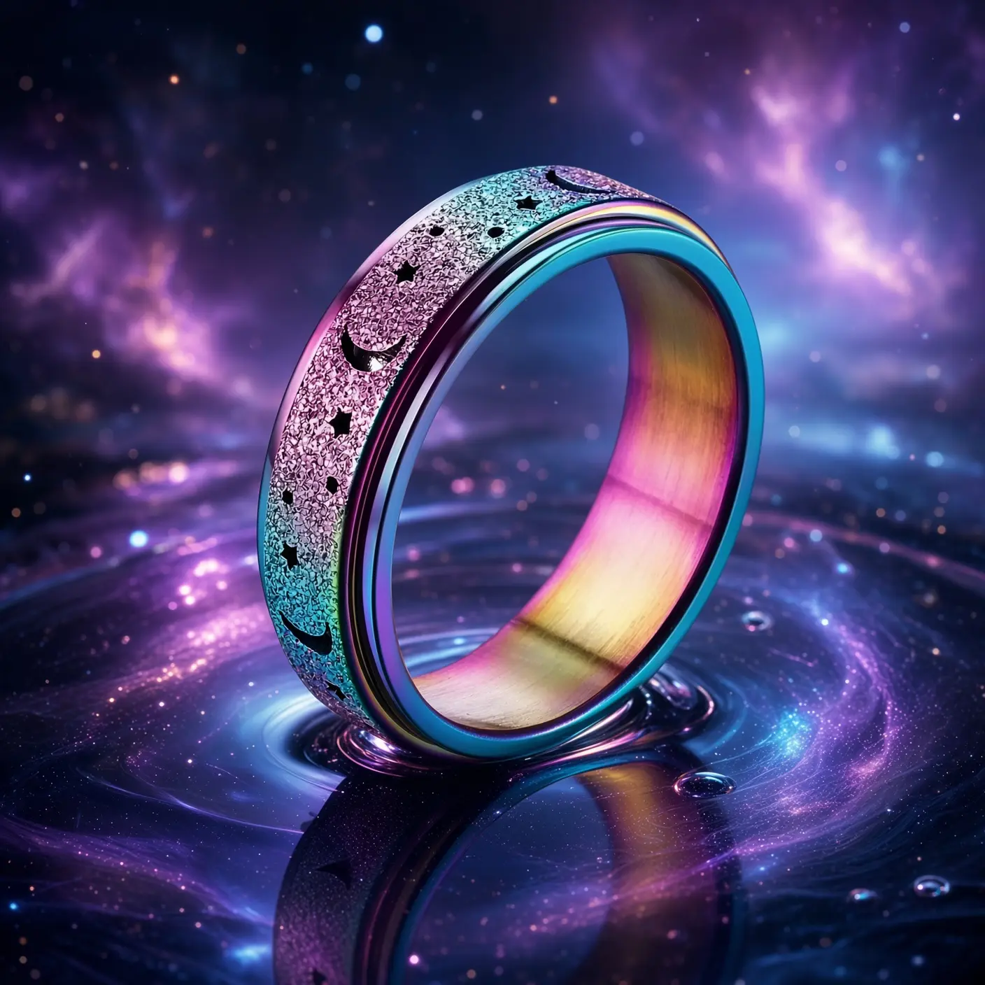 Women’s Rose Gold Adjustable Stainless Steel Anxiety Kinetic Spinner Ring, Daily Wear Thumb Ring for Anxiety Relief, Sizes 5-13