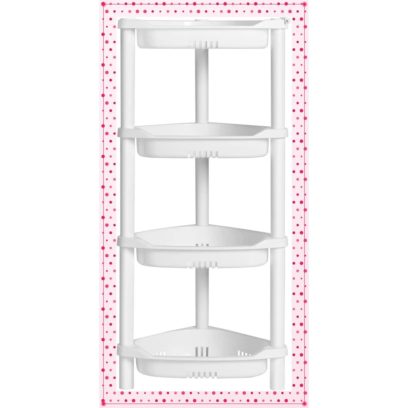 4-Tier Corner Shower Caddy Standing, White Rustproof Plastic Shower Organizer with Hooks for Bath Essentials in Bathroom & BathtubGift