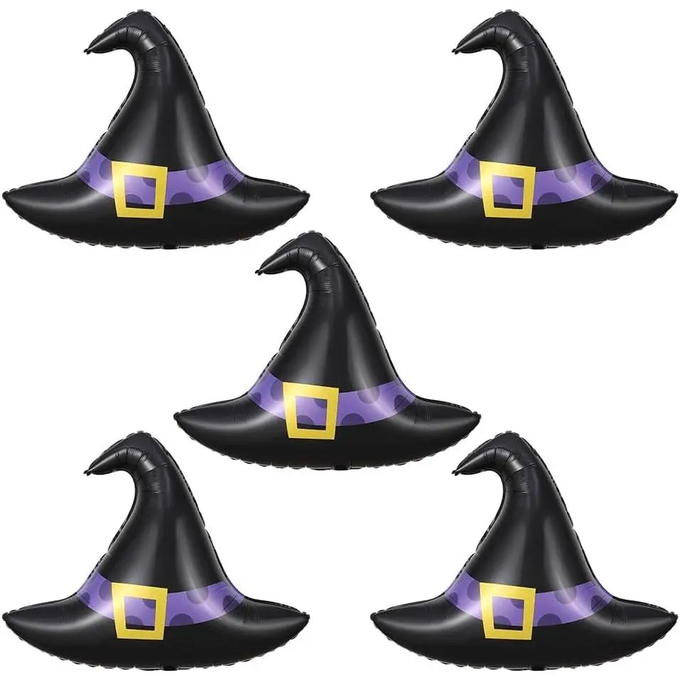 5 count set Halloween  Hat Balloons - 28inch Large  Hat Shaped Foil Balloons, Cute Halloween Mylar Balloons for Halloween Birthday Party  Theme Decorations