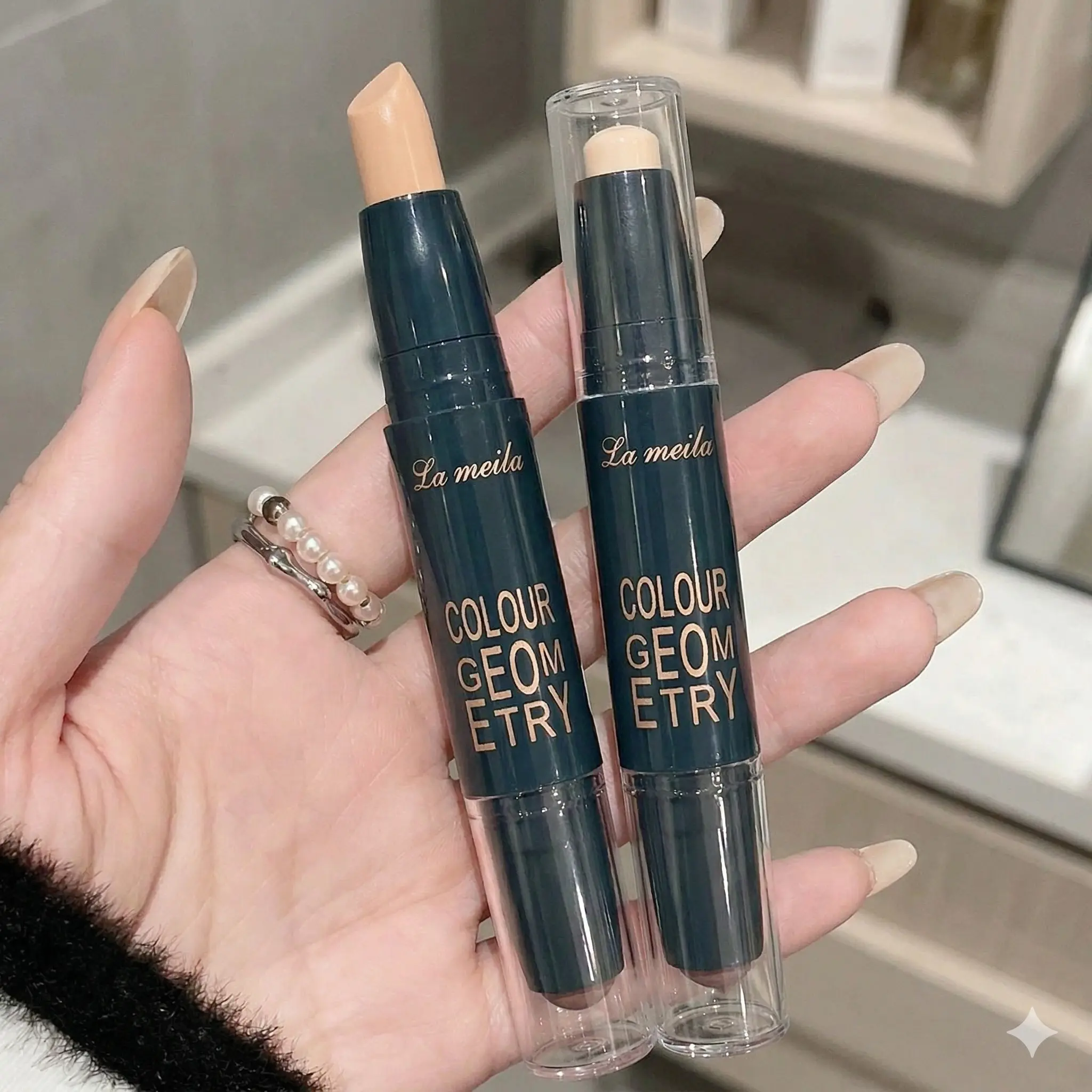 Double-ended Highlighter & Contour Stick, Waterproof Long Lasting Highlighter & Contouring Stick, Facial Makeup Tool for Women, Bronzer Stick