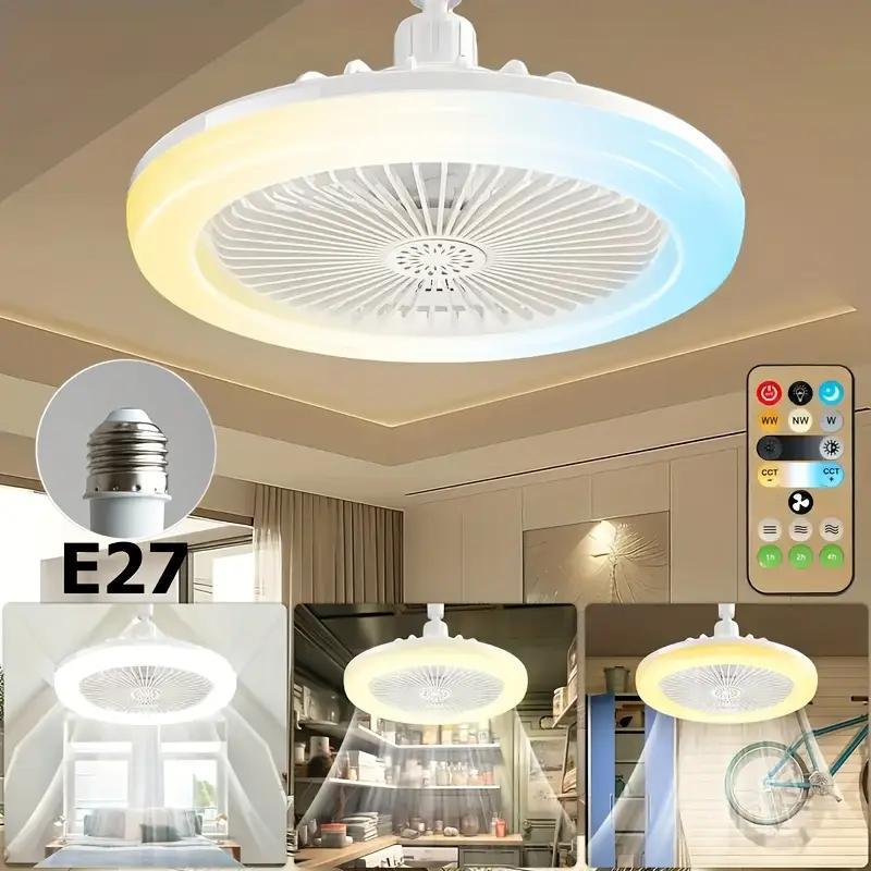 3 in 1 Ceiling Fan Light, E27 Socket Fan Light with Remote Control, Dual Function Cooling and Lighting Fan Light for Bedroom Living Home