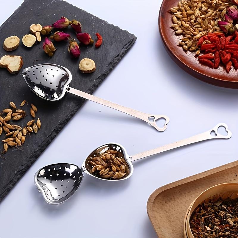 Heart Shaped Stainless Steel Tea Filter, 2pcs Simple Modern Flower Tea Brewer, Drinking Accessories for Home Dinning Room Picnic