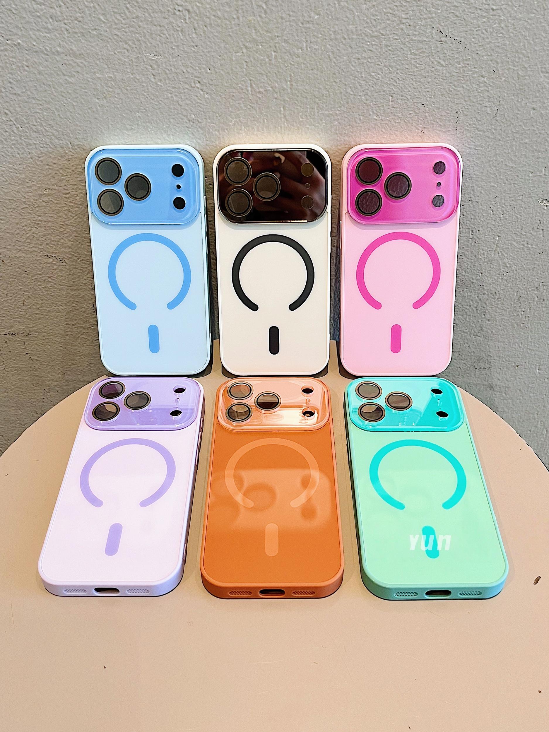 Solid colour large window magnetic phone case for iPhone 17 Pro MAX 13 14 15 16 Pro MAX shockproof back cover