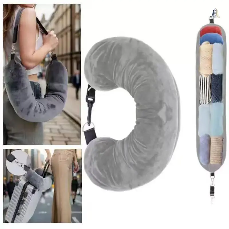 Adults' Polyester Stuffable U-Shaped Travel Neck Pillow, 1-2 Pcs Compact Fillable Cushion, Lightweight Portable Fashion Accessory for Trips, Daily Commute, Reusable Contoured Support Pillow, On-The-Go, 1 Or 2 Pieces, Contoured U Shape