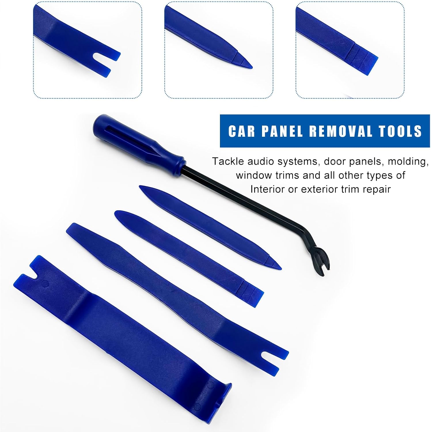 5 count Auto Trim  Kit, No Scratch Plastic Interior Door Panel Clip Fastener Removal  Set,  Audio Dash Window Molding Remover Tool Kit,  Accessories (Blue)