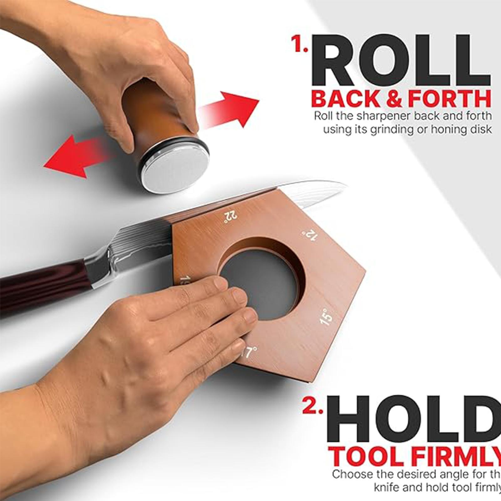 5-sided Rolling Wheel Knife Sharpener, 1 Set 4-angle Sharpening Knife Sharpener with Fixing Disc & Roller, Easy To Use Knife Sharpening Tool for Kitchen