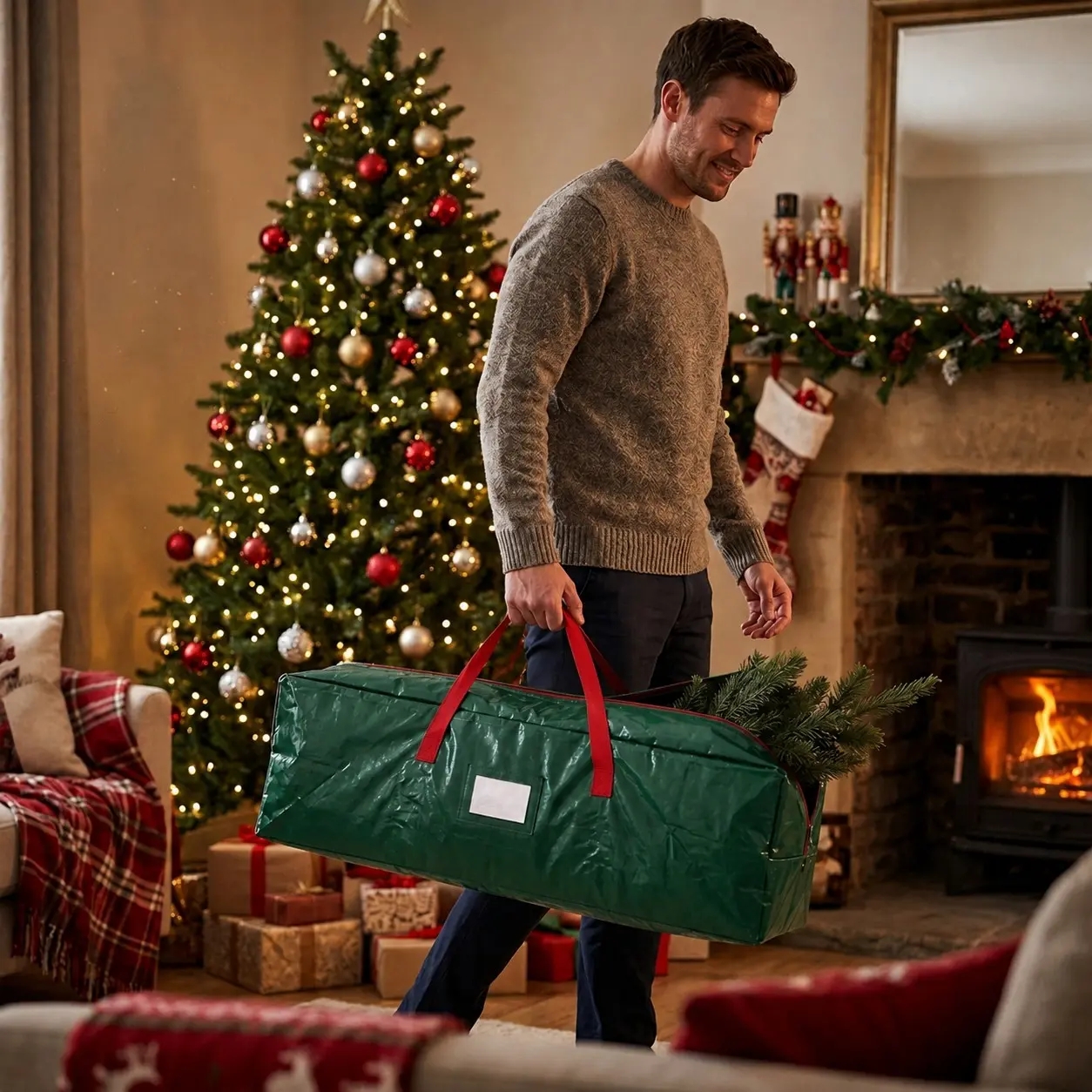18 Gallon Small Christmas Tree Storage Bag, Waterproof, Holiday Supplies Organizer with Handles, Ideal for Cushion Furniture Travel