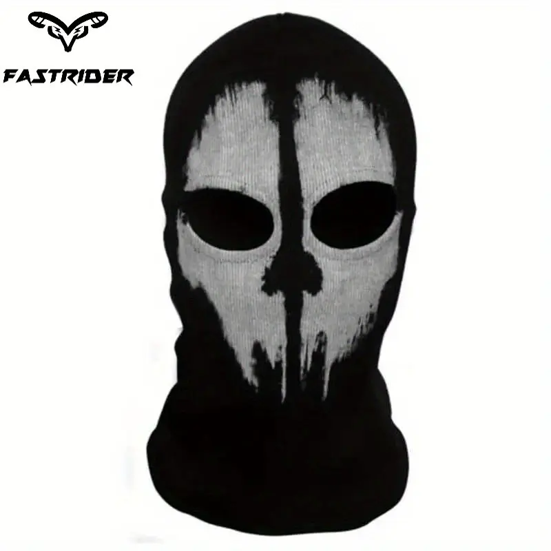 Ghost Print Motorcycle Riding Windproof Mask, Personalized Skull Face Cover, Breathable Sunscreen Helmet Liner, Cycling Headwear