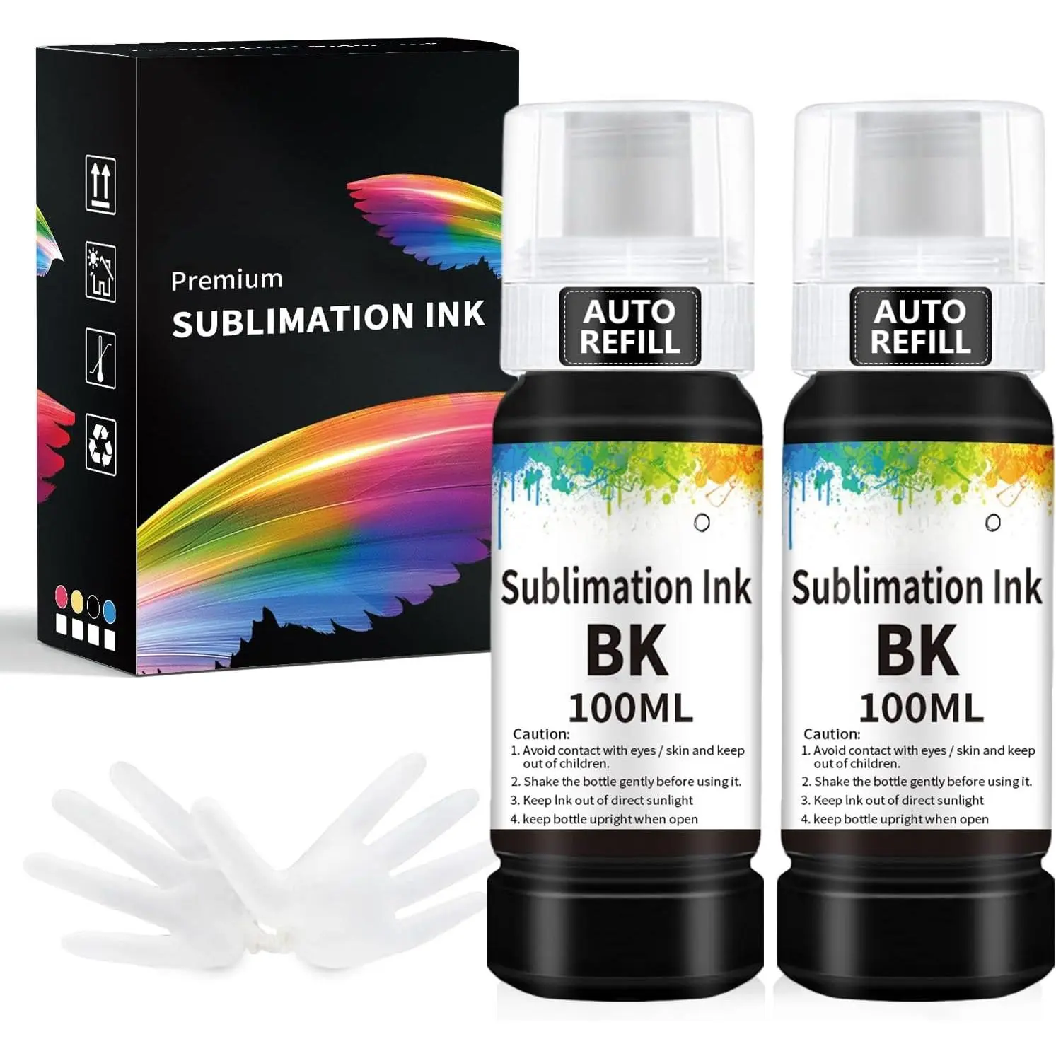 Black Sublimation Ink 200ML Autofill Bottles Refill for Epson ET-2800 ET-15000 ET-2803 ET-2850 ET2400 ET2720 ET2760 ET2750 etc. Inkjet Printers Heat Press Transfer  Mugs T-Shirt Tumblers