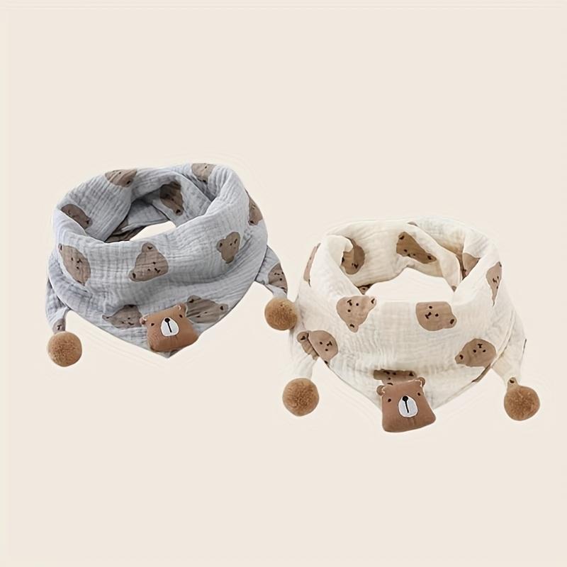 1pc ' Scarf, Four Seasons, Bear Logo, Cute Cartoon Casual Fashion Scarf for Boys and Girls, Suitable for Outdoor Play, Walking, and Travel