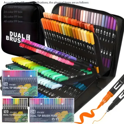 Art Supplier Dual Brush Markers Pens, Artist Coloring Marker Set, Fineliner & Brush Tip Pen with Premium Case for Adults Coloring Books Journal, Drawing, Doodlin, Coloring Materials Set, Arts and Crafts Supplies, Art Supplies