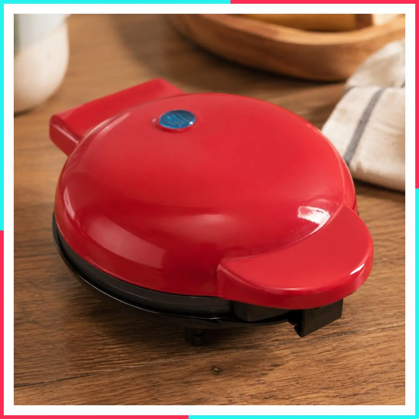 Round Express Electric Pancake Maker & Eggs Griddle System - Healthy Breakfast Maker - Quick Heat-Up & Easy Cleanup - Nonstick Surface - Red