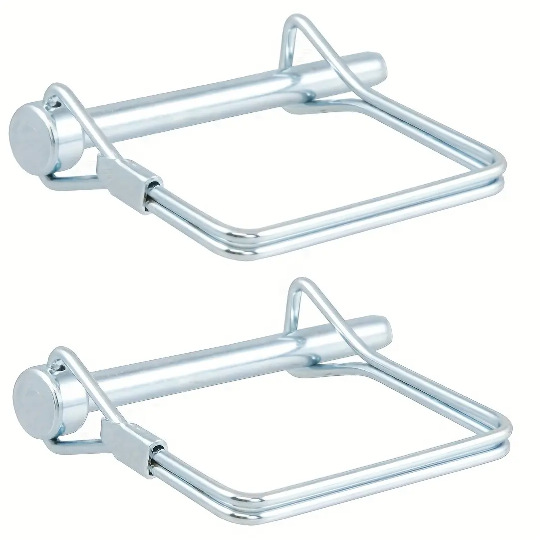 2pcs Heavy-Duty Trailer Coupler Pins, 6mm Diameter, 70mm Length, Carbon Steel Square Lock Pins with Safety Spring, Smooth Glossy Finish, Durable