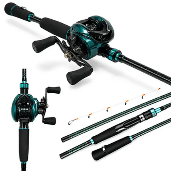 2‑Piece High‑Carbon Inshore Boat Fishing Casting Rod & Baitcasting Reel Combo, 5.9ft, Sensitive Solid Tip, Split EVA Handle, 7.2:1 High‑Speed 10KG Max Drag Baitcaster Reel with 10‑Level Magnetic Brake, 3+1 Bearings for Saltwater Freshwater Croaker