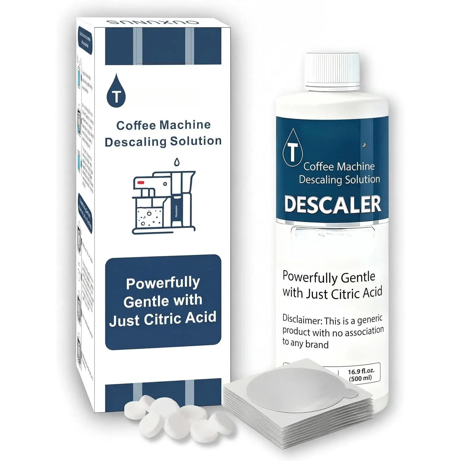 Descaling Solution Kit Compatible with  Vertuo Descaling solution & Coffee Machines, 16.9 fl Oz Descaler (4 Uses), 8 Cleaning Tablets & 8  Foil .
