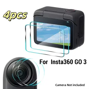 2pcs Screen Protector Film & 2pcs HD Lens Protector Film for Insta360 Go 3 Action Camera, Total 4 Pieces Protective Films