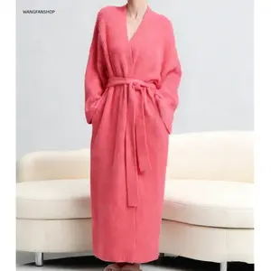 Women Thick Long Plush Bath Robe, Flannel Fleece Thermal Loungewear, Ultra Soft Skin Friendly Heat Retain House Coat, Cozy Sleepwear for Post Shower Indoor Relax & Quick Outdoor Trips, Perfect Christmas Holiday Gift for Women