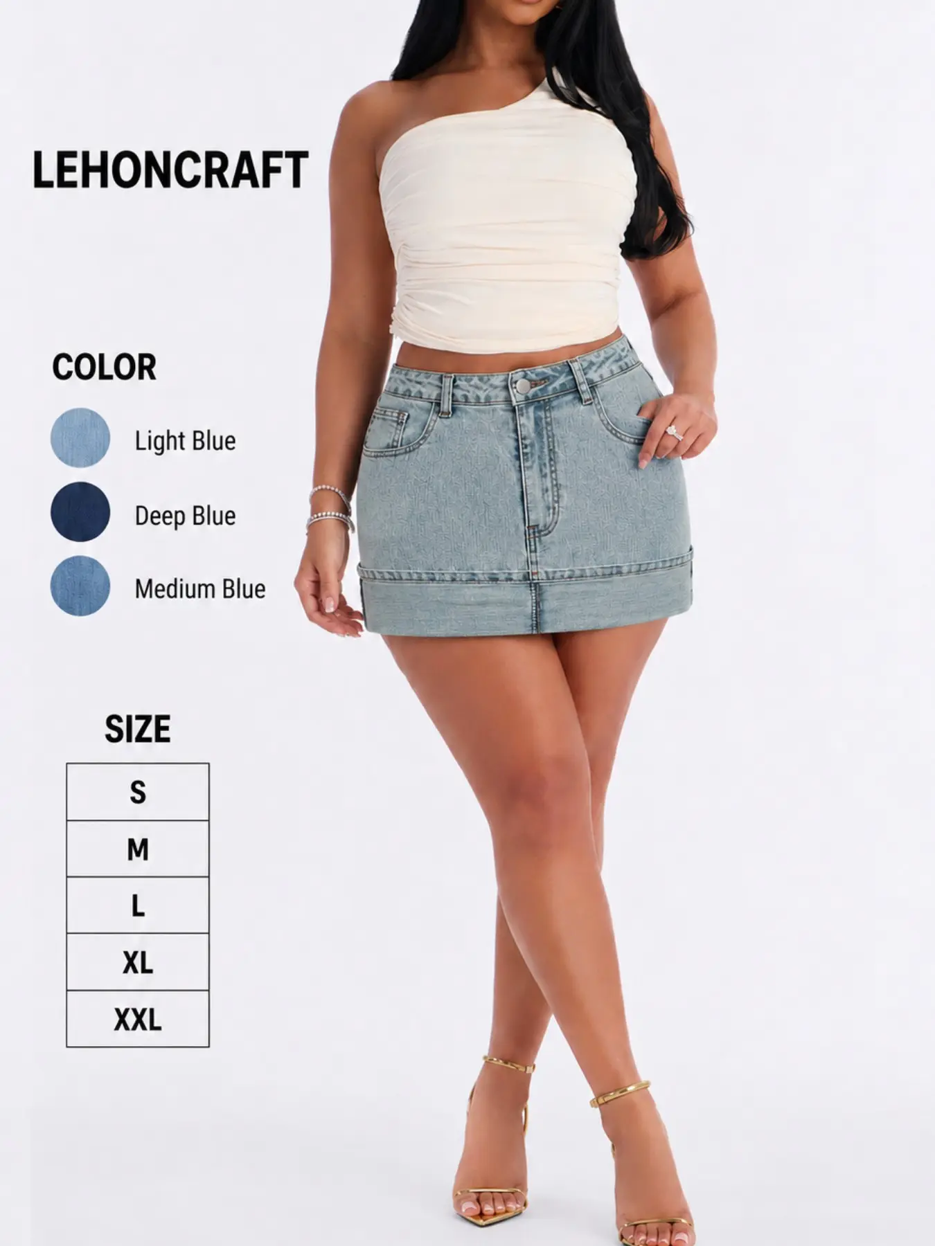 Women Bottom Denim Skort Skirt Stretchy Fit Mid Waist Y2K Trend Sexy Jean Skorts Dressy Casual Mini Skirts with Lining