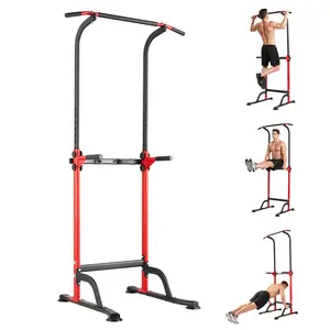Adjustable Power Tower Dip Station for Home Gym, 330 LBS Capacity Pull-Up Workout Stand with Dip Bars, Multi-Function Strength Training Equipment for Chin-Ups, Knee Raises, Push-Ups