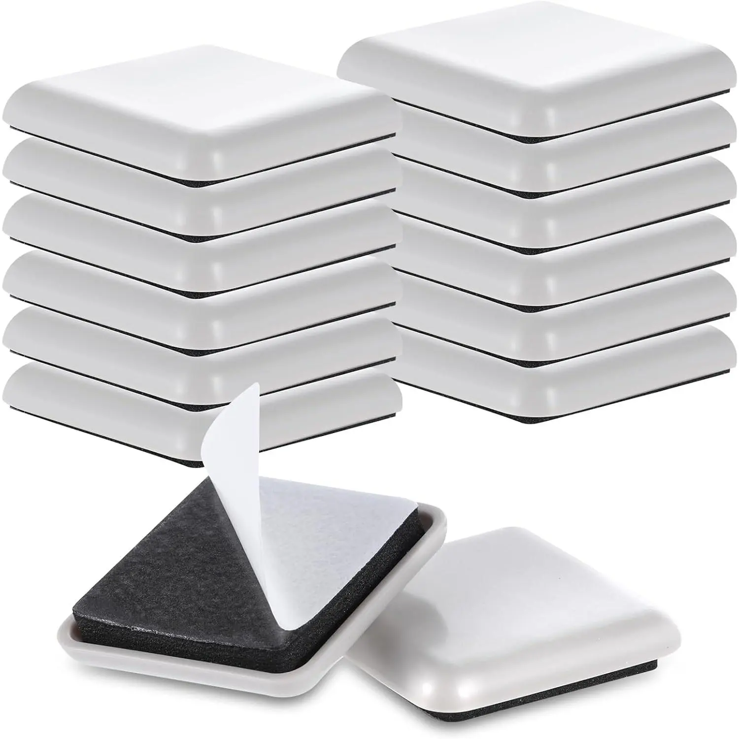 12 count Furniture Sliders, Square Self-Adhesive Furniture Sliders Pads | 1.5 Inches  Furniture Chair  Sliders Carpet Sliders for Hardwood Floors Moving Table Desk Bed Sofa Couch Cabinet