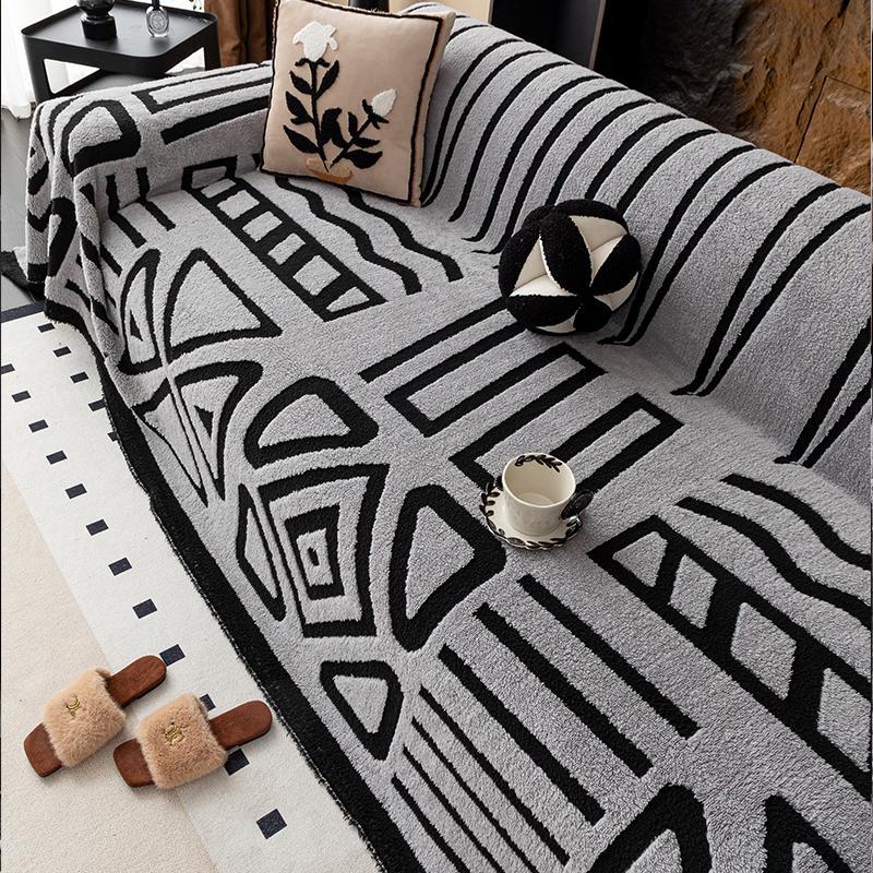 Geometric Pattern Sofa Cover, Soft Elastic Dustproof Sofa Slipcover and Protector for Living Room or Office