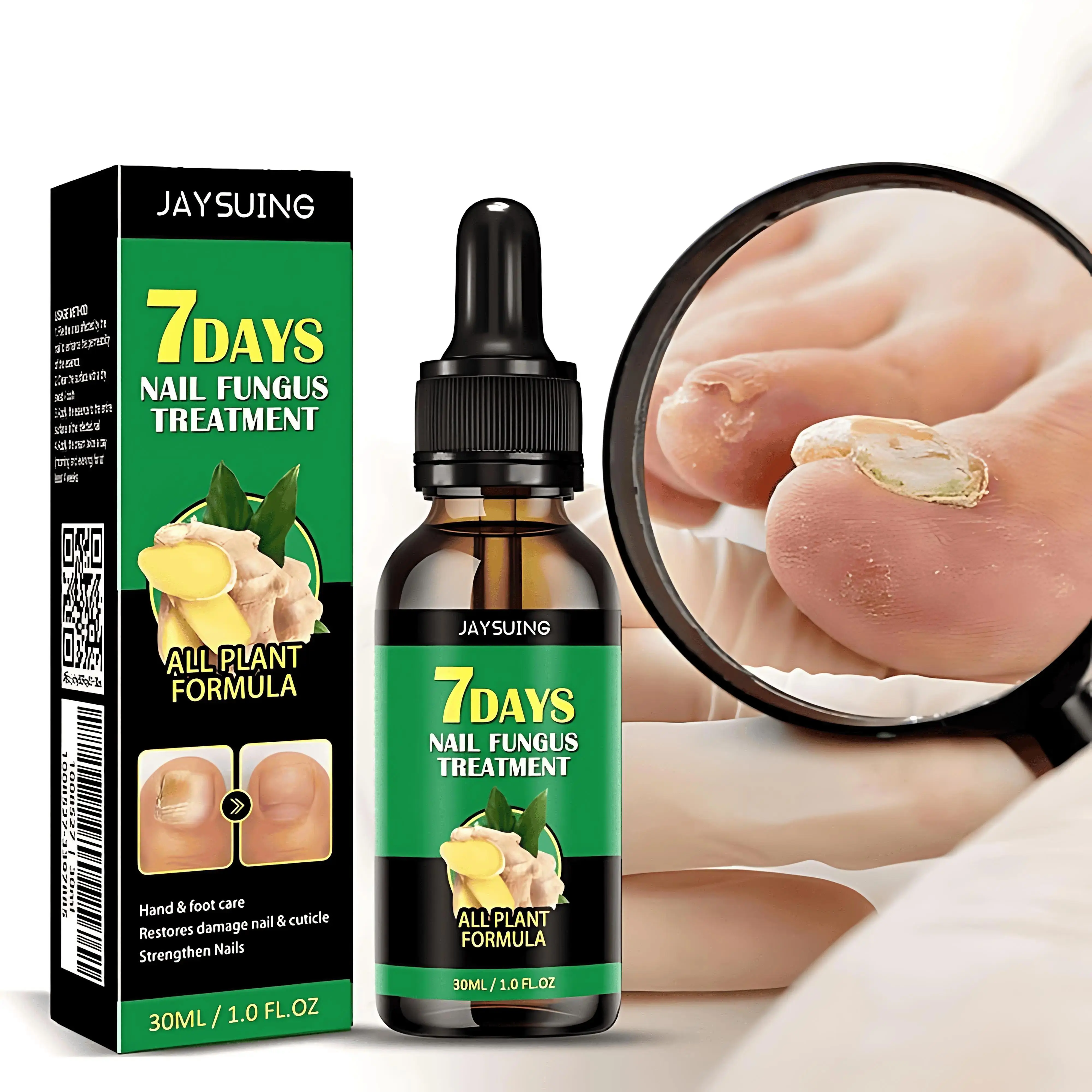 Nail Care Serum with Ginger Root Extract, Plant-Based Nail Oil for Stronger-Looking Nails & Cuticle Care, Nourishing Hand & Foot Care Essential, 30ml Nail Strengthener Oil Nail Routine