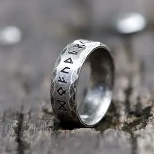 Stainless Steel Viking Runes Ring | Vintage Nordic Celtic Knot Odin Amulet Jewelry for Men & Women | Durable & Stylish Statement Piece