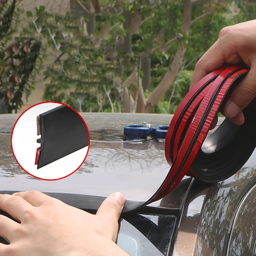 200cm T-Type Self-Adhesive Automotive Rubber Seal Strip, ABS Waterproof Sound Insulation Weather Strip for Car Sunroof, Front & Rear Windshield, Universal Auto Modification Accessories, Car Accessory