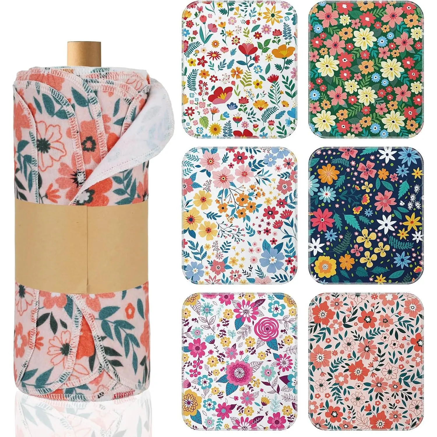 36 Pack  Paper Towels Roll, Washable Paperless  Cloth Kitchen Towel 9.8" x 11" Absorbent Flannel  Cleaning Dishcloth for  Bathroom