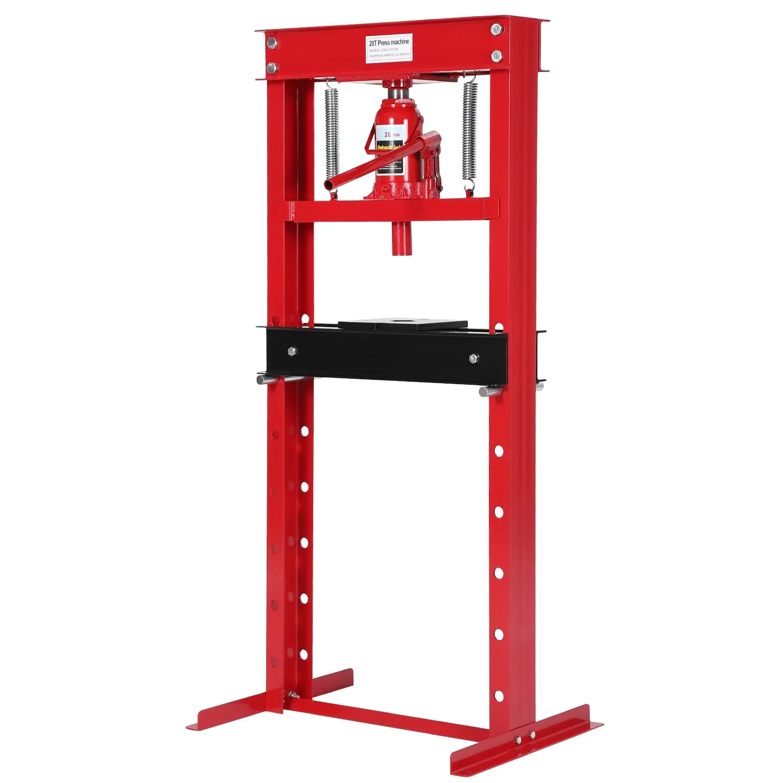 Garvee Upgraded Hydraulic Shop Press, with 2 Press Plates, 20 Ton Heavy Duty Benchtop Hydraulic Shop Press, H-Frame Pneumatic Shop Press Adjustable Height, Red