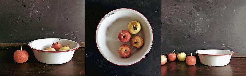 Set of 2 Enamel Bowls, 3 Quart Large Enamel Mixing Bowls, White Enamelware with Red Rim, 11 Inch Vintage Enamel Soup Basins for Fruit, Salad, Pasta, Dinner