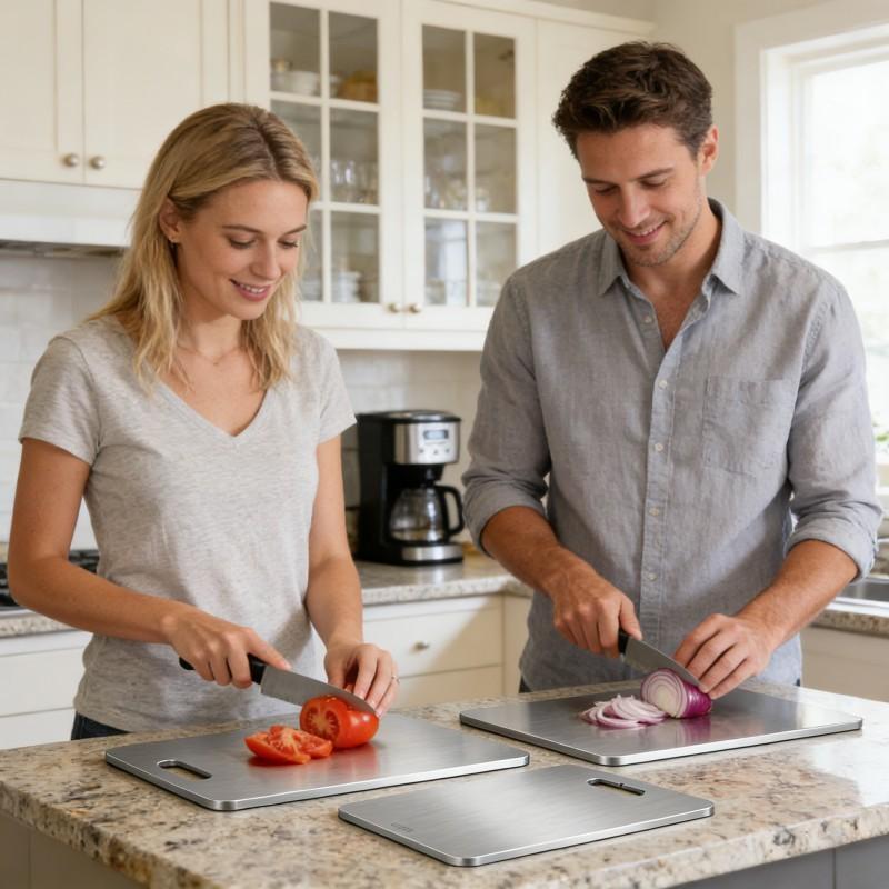 304 Stainless Steel Chopping Board | Quick-Thawing Utensil for Meat and Butter Dough, Double-Sided Polished, Anti-Slip, Ideal for Holiday Meal Preparation