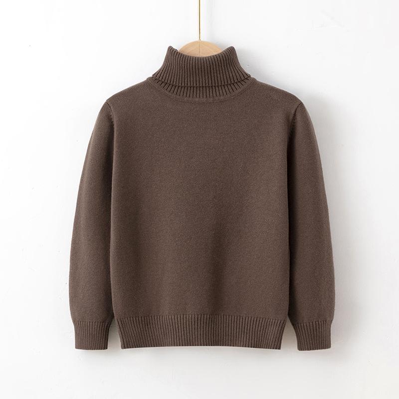 NewAutumn Winter Turtleneck Sweater Cotton Inner Layer Pullover Boys and Girls Solid Color Base Knitwear