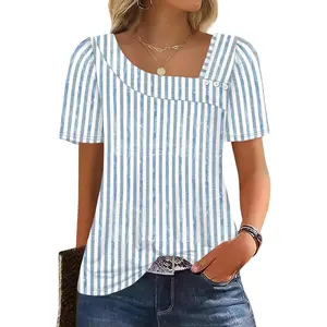 Womens Summer Tops Short Sleeve Shirts Square Neck Spring Outfits 2026 Fashion Clothing Blouses