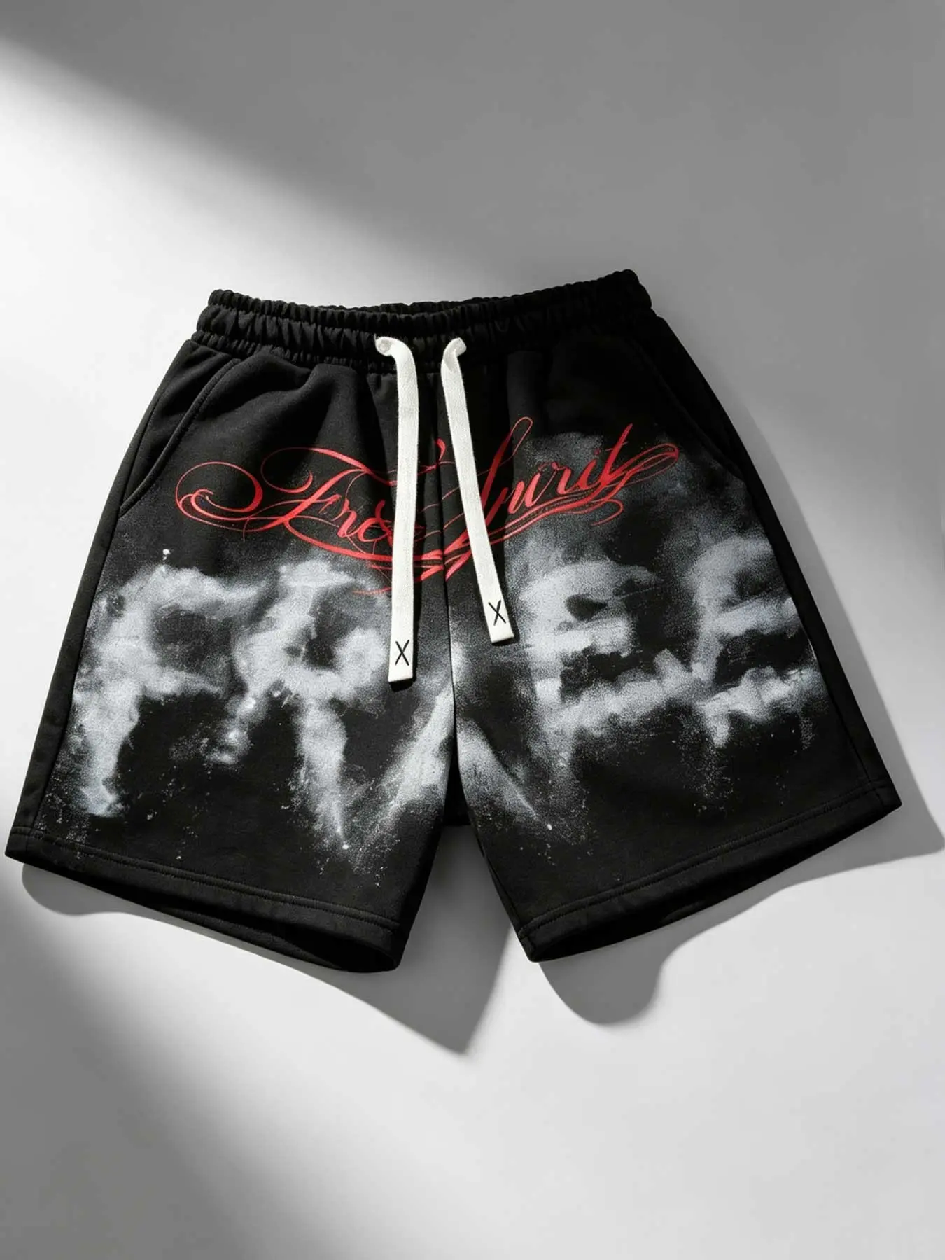 FREE slogan men's fashion shorts smoke effect graffiti personality shorts women's hip-hop street dance trendy brand men's shorts 2026 summer men's clothing free casual Y2K sports summer shorts music festival shorts men's punk