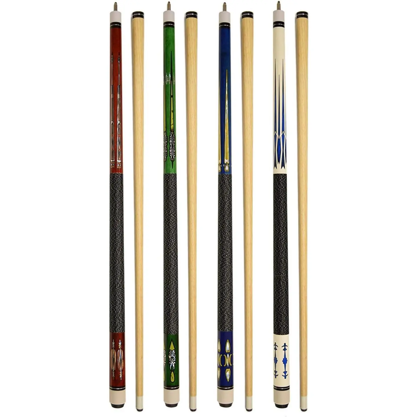 Set of 4 Pool Cues  58"  House Bar Pool Cue Sticks