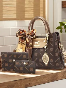 Women's Handbag Set, All Seasons Handbag, Crossbody Shoulder Messenger Bags, Casual Geometric Print Commuter Purse, Perfect Gift for Wife & Mom, Handbag Wallet Set