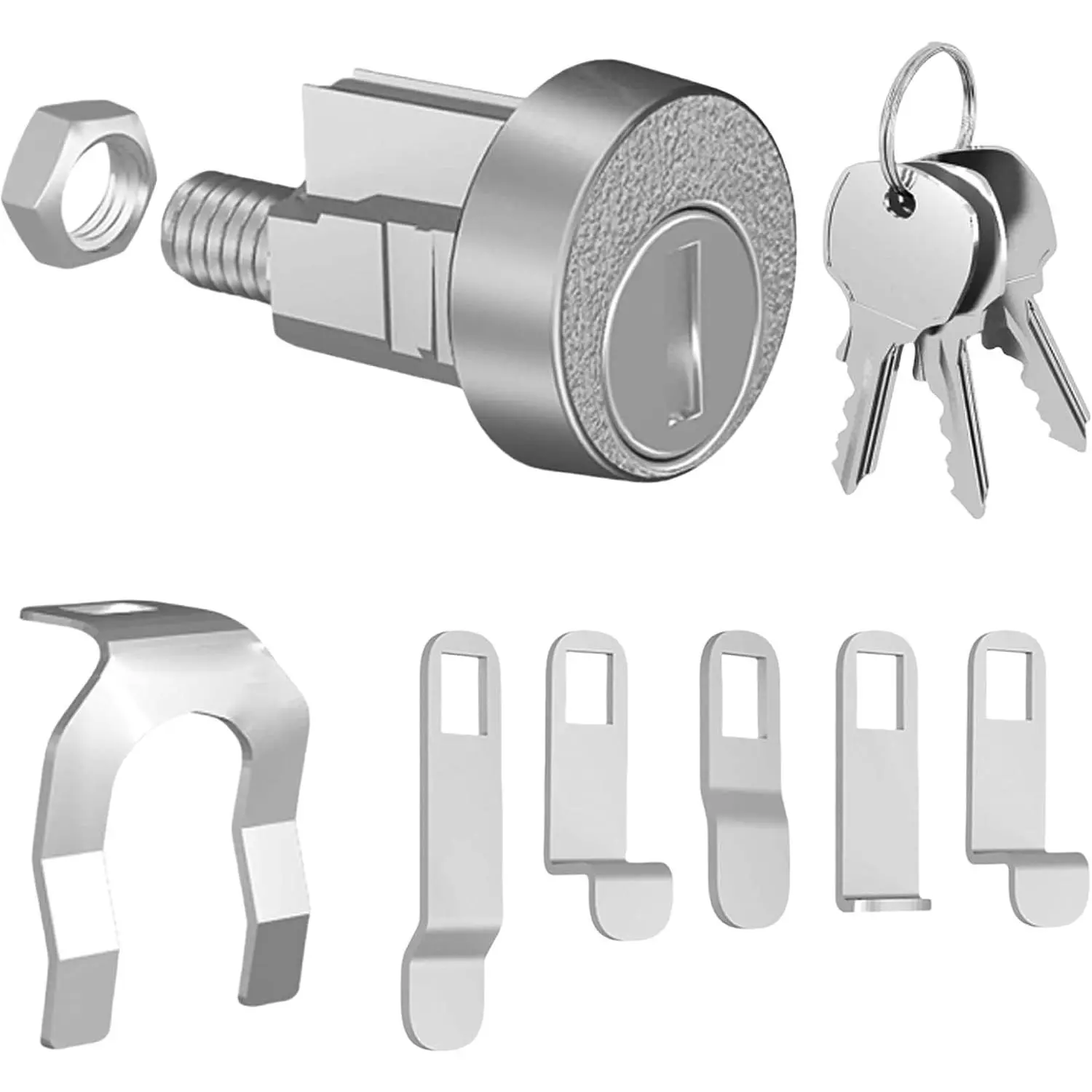 1Pc L-1172C Mailbox Replacement Lock for C9100, Nickel Coat, 3 Keys, USPS Mailbox Compatible, Wear-Resistant, Independent Non-Interchangeable Keys, With Keys