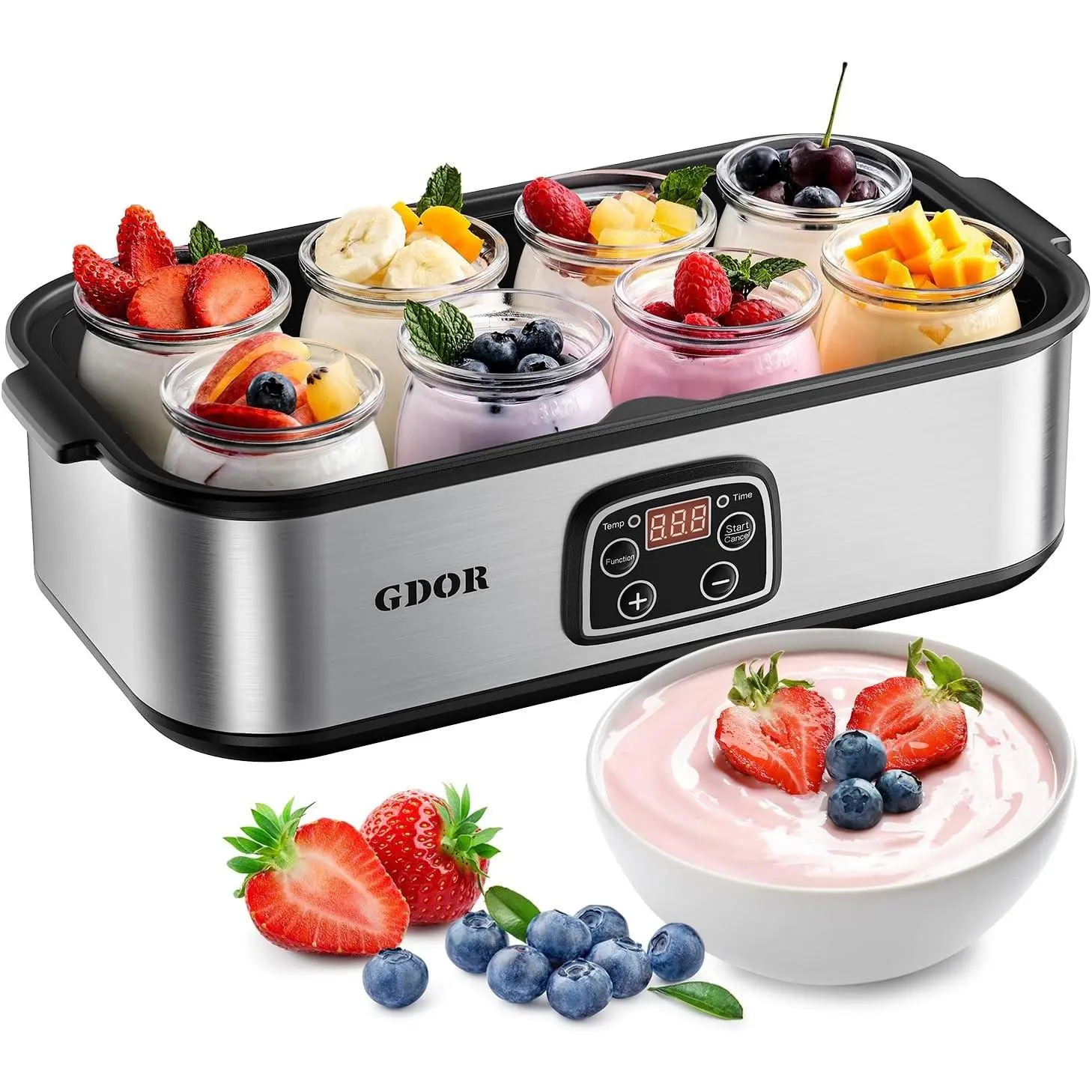 Yogurt Maker Machine with Temperature Control, 48H Timer Digital Greek Yogurt Maker with 8×6oz BPA-Free Glass Jars, Stainless Steel