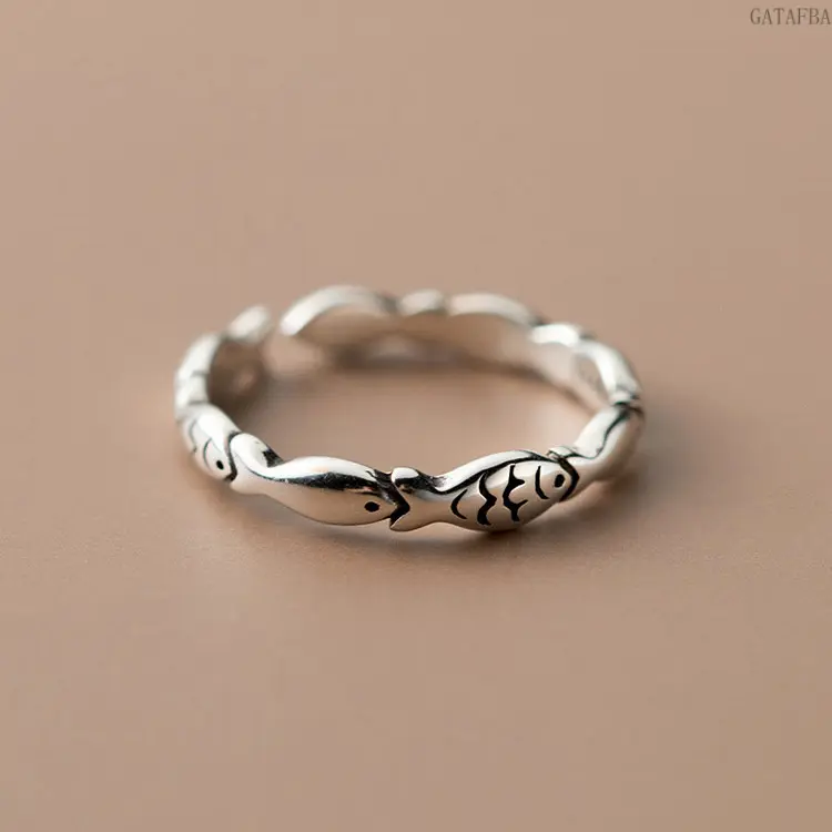 Simple Koi Fish Ring - Minimalist Thin Plain Adjustable Band, Light Luxury Unique Dainty Pinky Finger Everyday Daily Jewelry Gift for Women, Ideal for Sports & Outdoor Activities, Female,back to school,back to school haul