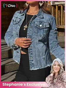 【Stephanie's Exclusive】Women's Fitted Long Sleeve Button Front Jacket, Casual Plain Design, All-Season Fashion Essential, Perfect for Daily Wear