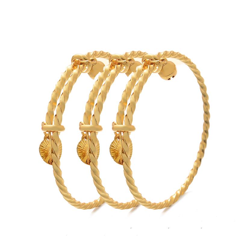 Ethiopian /Arab/African Lucky Bell Baby Kids Children Gold Color Birthday Bangle Bracelet Jewelry Gift