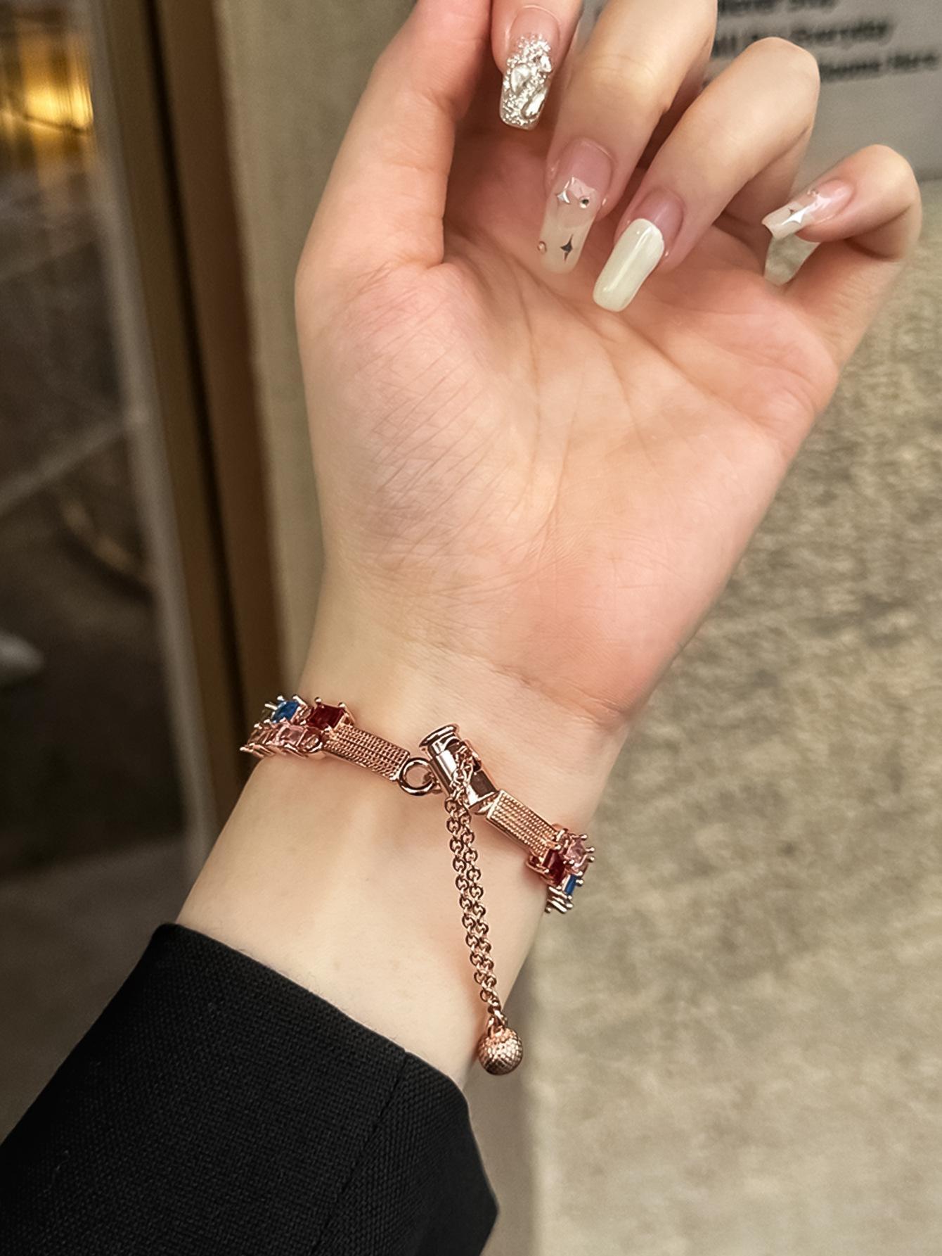 Candy Square Rhinestone Bracelet Watch Band, Stylish Strap Compatible With Apple Watch Series 4 5 6 7 8 9, Shiny Elegant Design For Women's Daily Wear