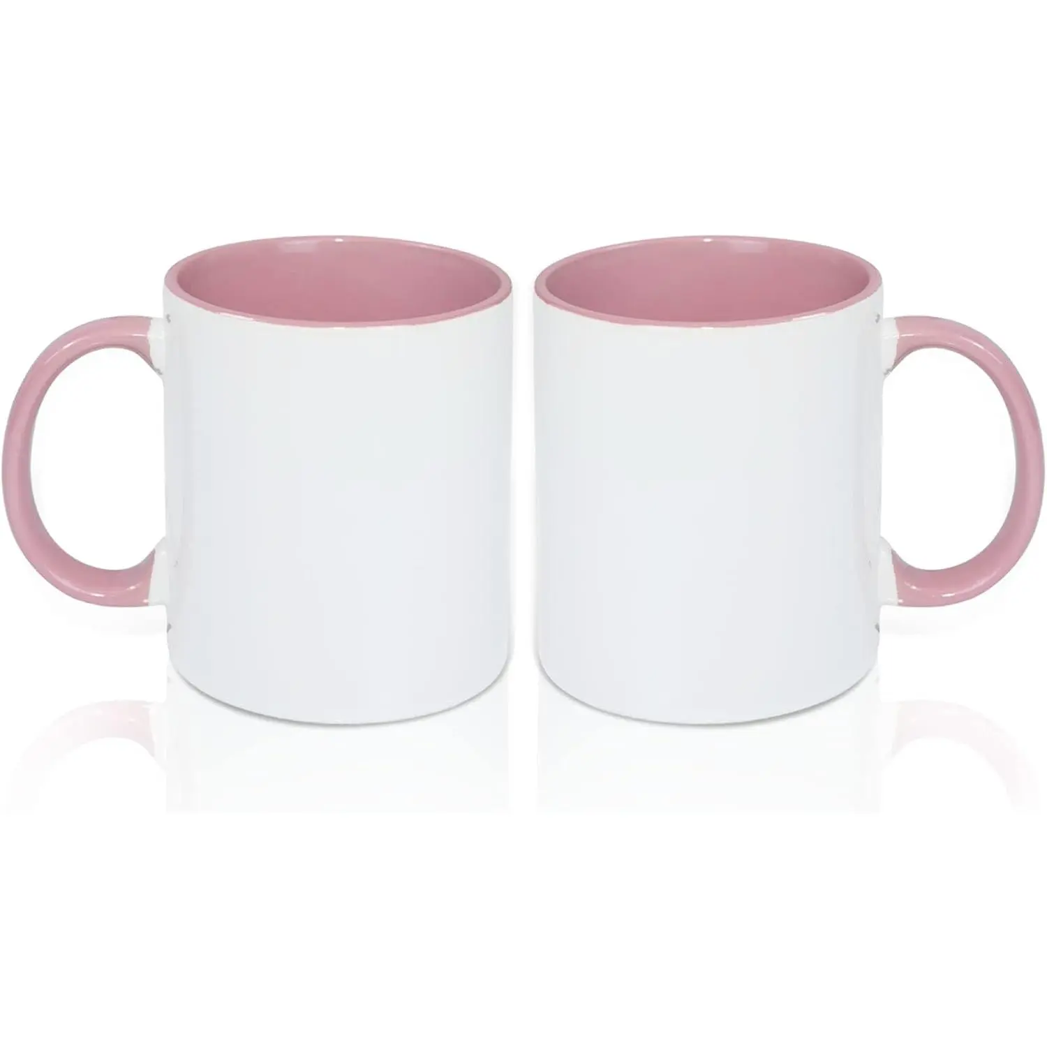 11oz Sublimation Blank Coffee Mugs,Cup Blank White Mug Cup with  Color Mug Inner and Handle,Set of 2