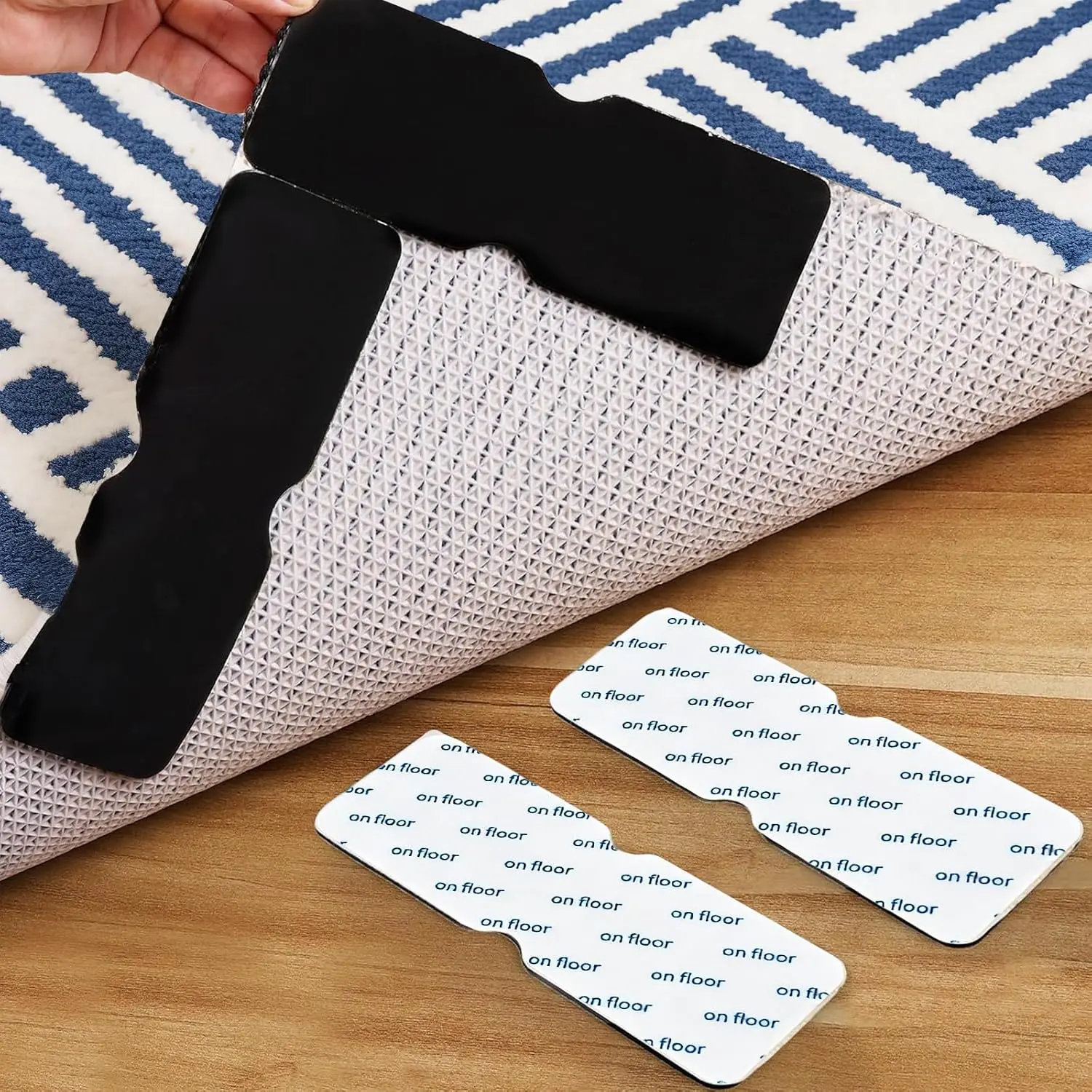 36 count Rug Grippers for Hardwood Floors Black Carpet Pads |  Non Slip Rug Tape 5.91 x 1.97 Inch to Help Keep Rugs Flat  Hardwood Tile Laminate and Vinyl Floors