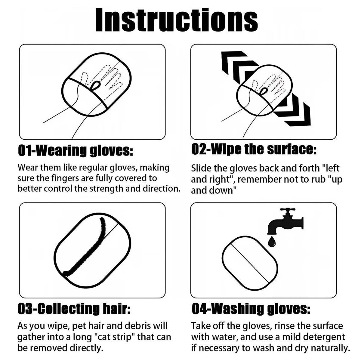 Pet Hair Remover Glove, Electrostatic Removal Gloves for Pet Hair, Pet Hair Remover Gloves for Dog & Cat, Reusable Pet Hair Remover Glove for Carpet, Couch, Clothing, Furniture