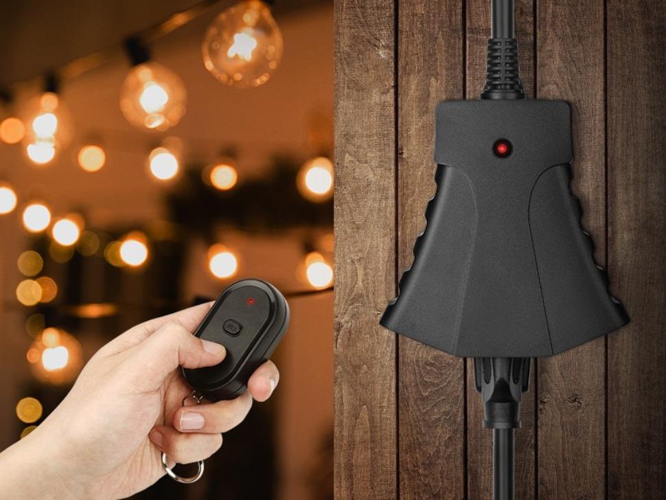 L-PSP001 Outdoor Remote Control Outlet, Wireless Remote Outlet Power Switch, Weatherproof 15 A Heavy Duty Electrical Plug, 3 Grounded Outlets for String Lights, 100Ft Range, UL Listed L-PSP001 Outdoor Remote Control Outlet, Wireless Remote Outlet Power Switch, Weatherproof 15 A Heavy Duty Electrical Plug, 3 Grounded Outlets for String Lights, 100Ft Range, UL Listed