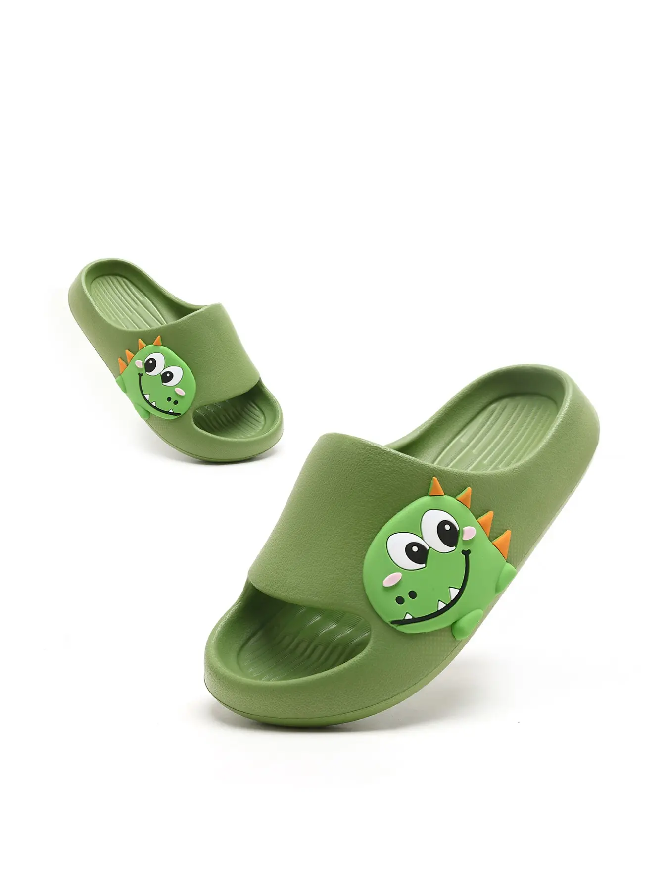 Cute 3D Dinosaur Pattern Slippers, Soft Eva Non-Slip Quick-Dry Thick Sole, Kids Indoor Outdoor Summer Daily Wear Shoes