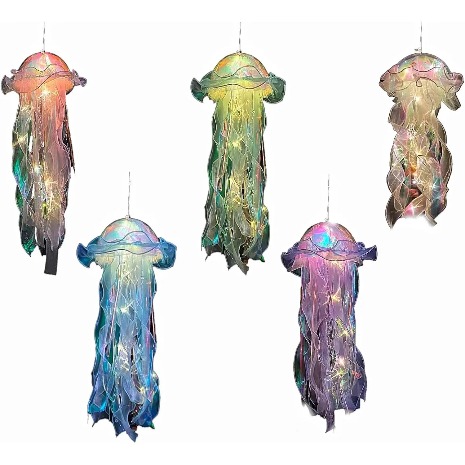 Jellyfish Hanging Decor, Set of 5 for Under the Sea Party Decoration