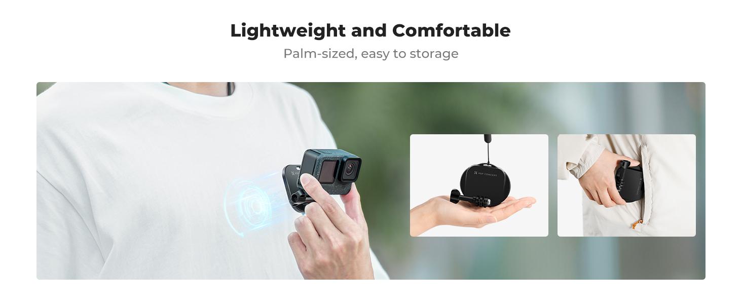 K&F CONCEPT Magnetic Action Camera Chest Mount for GoPro Hero 13/12/11/10/9 Black, DJI Osmo Action 5 Pro/4/3/2 and More Action Camera, POV Neck Mount with Adjustable Neck Strap Lanyards